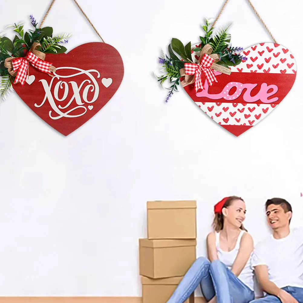 

Heart Shaped Wall Decor Valentine Day Door Sign Cotton Rope Hanging nament Home Party DIY Front Door Decorations