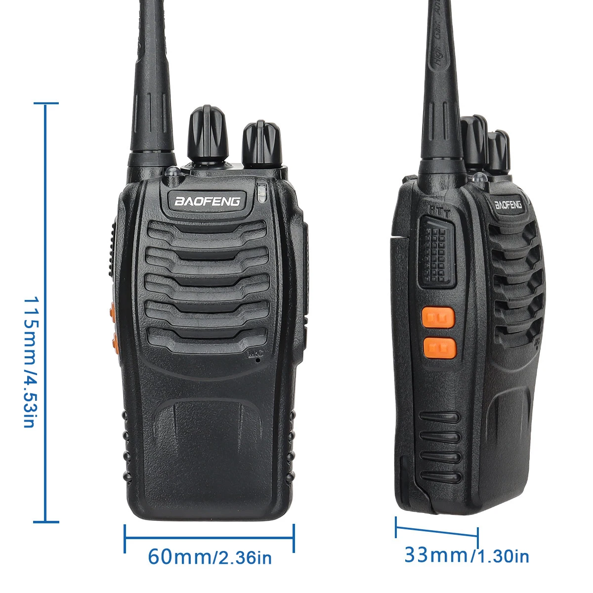 Bao feng-walkie-talkie 2 piezas, radio bidireccional, BF-888S, portátil, potente, botón para teléfono, para caza