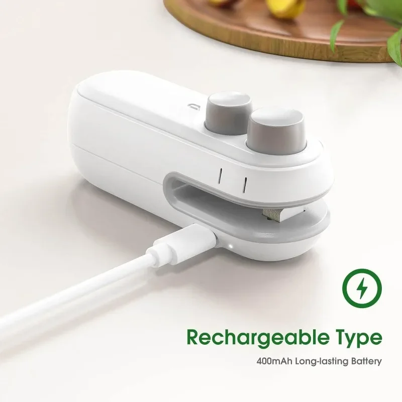 Portable Mini Sealer 2 in 1 Heat Sealer for Snacks Home Use Rechargeable Sealer Vacuum Sealer Snacks Plastic Bag Heat Sealer