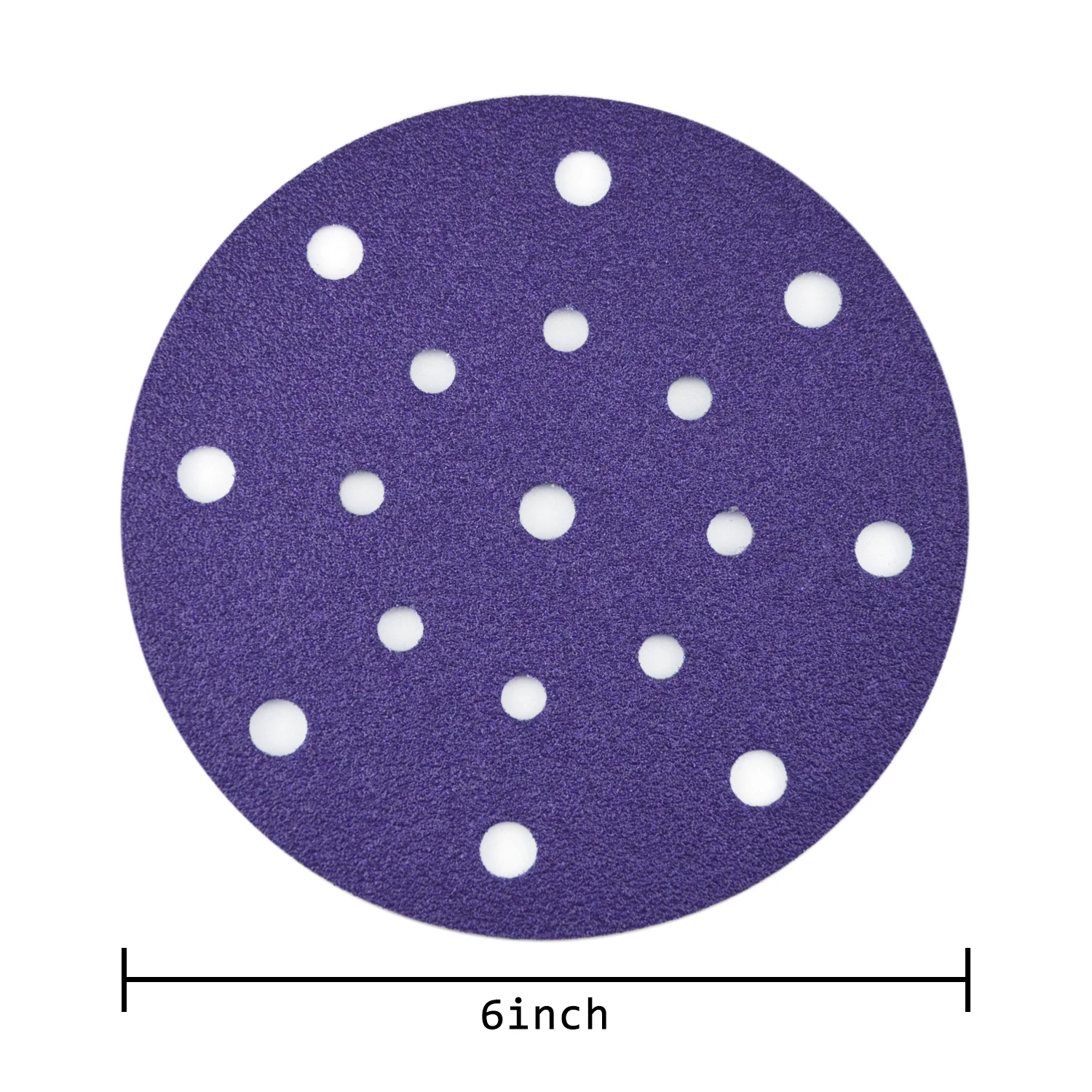 Hook and Loop Film Sanding Discs Purple Ceramic Assorted Grits wet dry Sandpaper 25PCS 6 Inch 150mm 17 Holes  for Wood & Metal