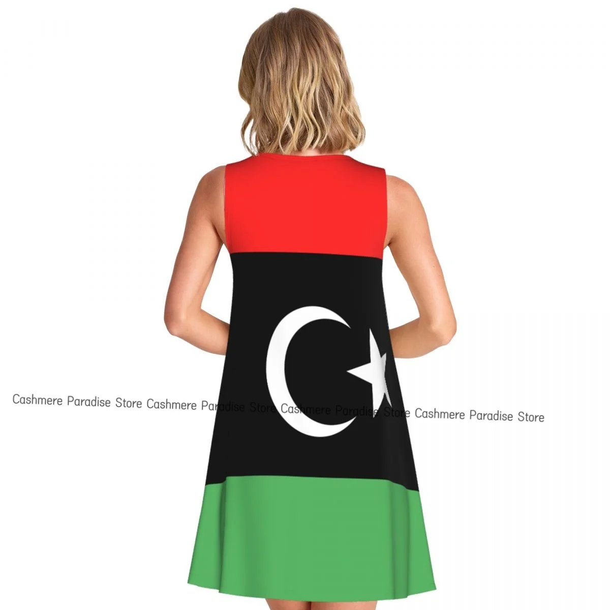 Dameskleding Jurken Libya Vlag Ronde Hals Mouwloze Lengte Jurk