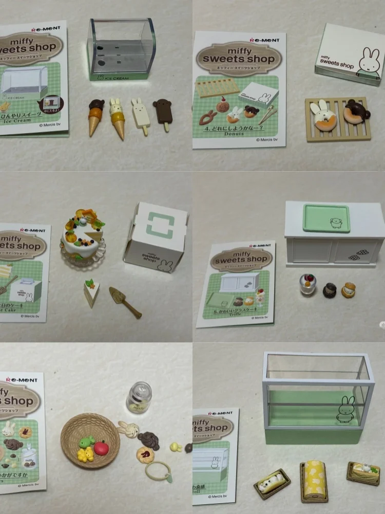 Re-Ment Miffy Królik - Miniaturowy Domek do Zabawy z Cukiernią i Słodyczami, Kolekcjonerska Figurka, Model, Blind Box dla Fanów