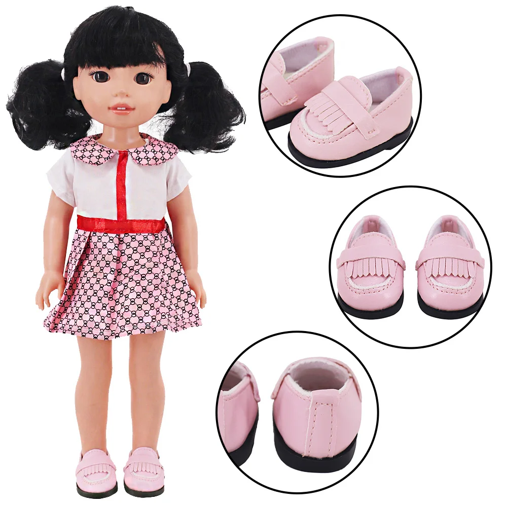 5 Cm Black Buckle PU Doll Shoes Sneakers Canvas For 14 Inch Doll&BJD 20cm Cotton Doll 30-33cm Paola Renio Girl`s Toy Russia Gift