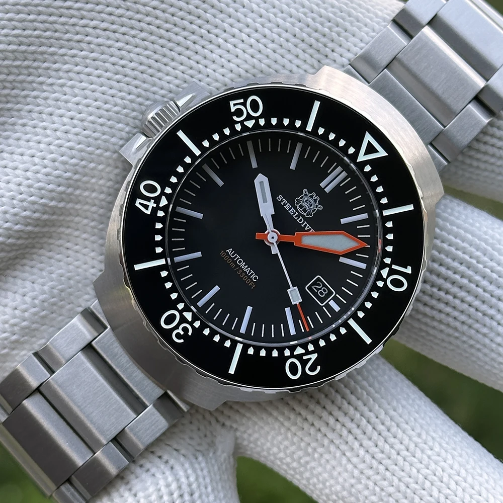 

STEELDIVE SD1980 45 мм цельный корпус мужские дайверские часы автоматические механические BGW9 светящиеся 1000 м водонепроницаемые сапфировые мужские часы