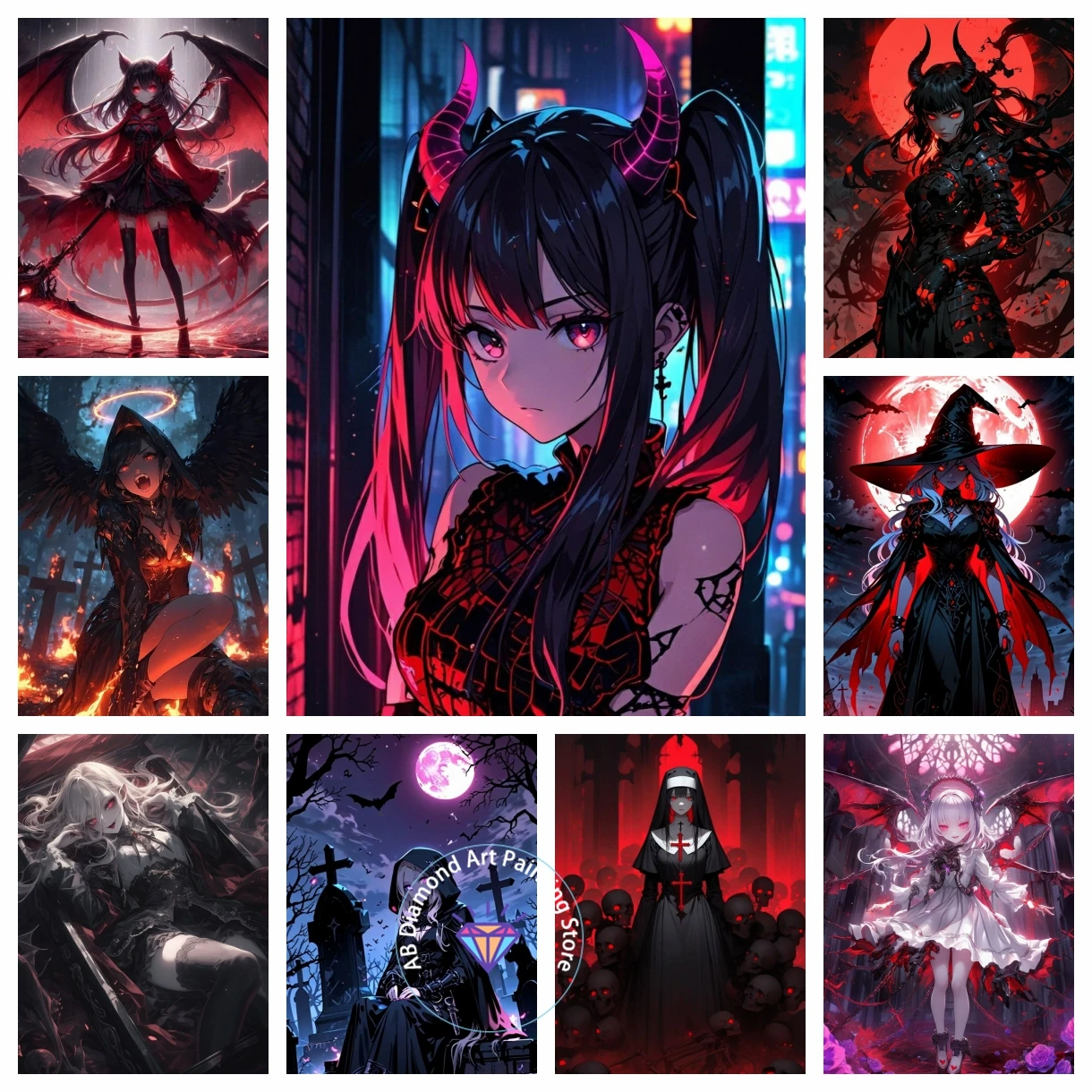 

Vampire Horror Dark Cartoon Girls AB Diamond Painting Kit DIY Embroidery Cross Stitch Handmade Art Gift Crafts Home Decor Gift