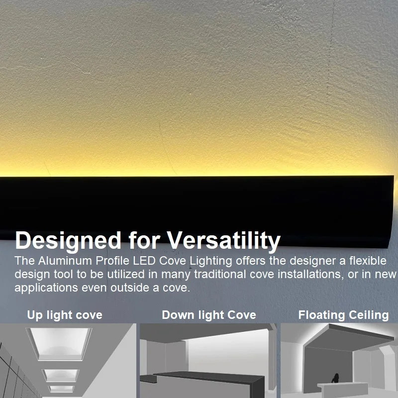 Indirect Upward or Down LED Cove Lights, Linear Aluminum Profile Lighting for Crown Molding