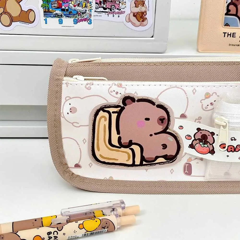 New Capybara Pen Bag Zipper Design Large Capacity Pencil Case Multilayer Stationery Organizer Students