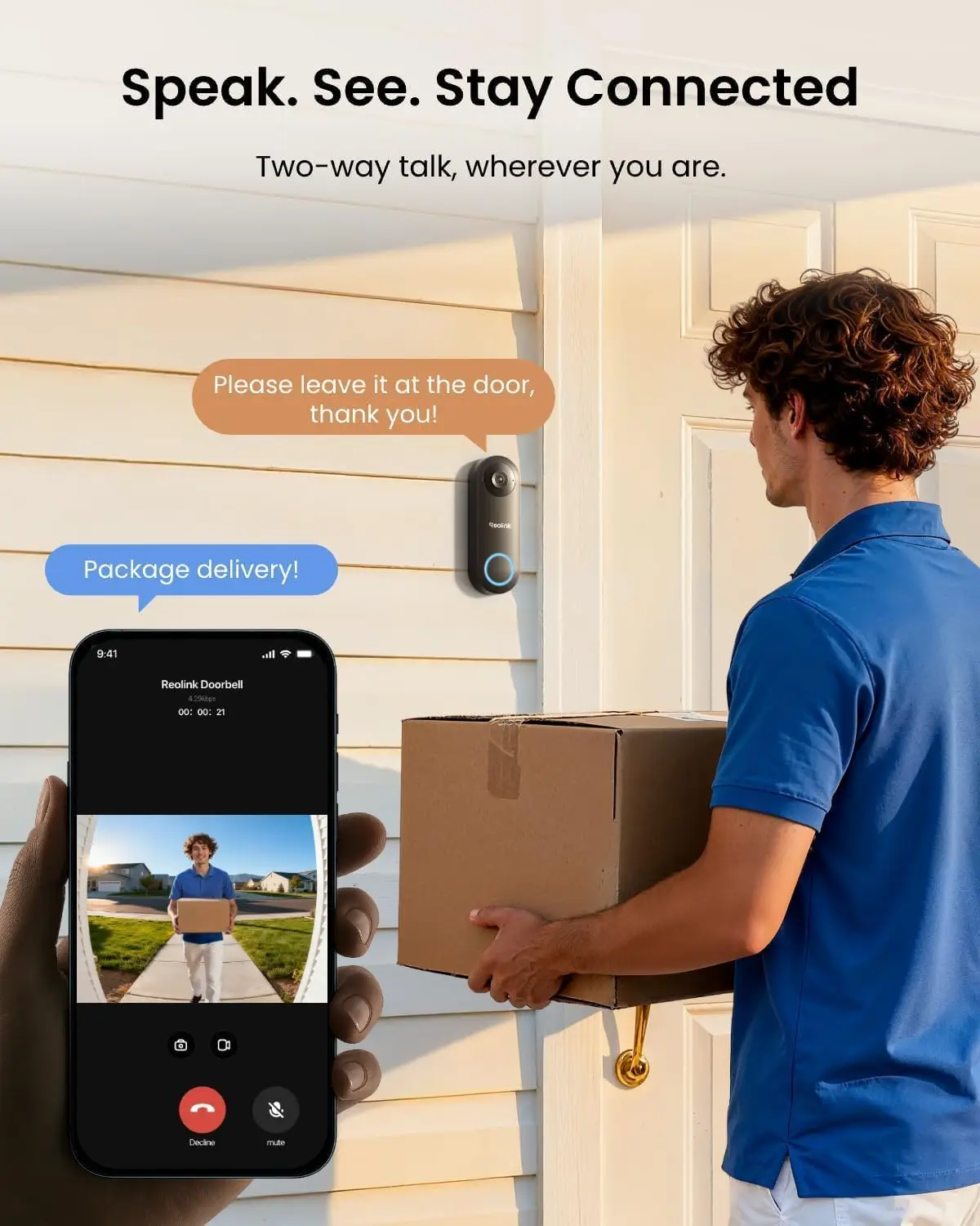 2K PoE Video Doorbell Camera with Chime, 180° View, 2-Way Talk, Local Storage, No Monthly Fees