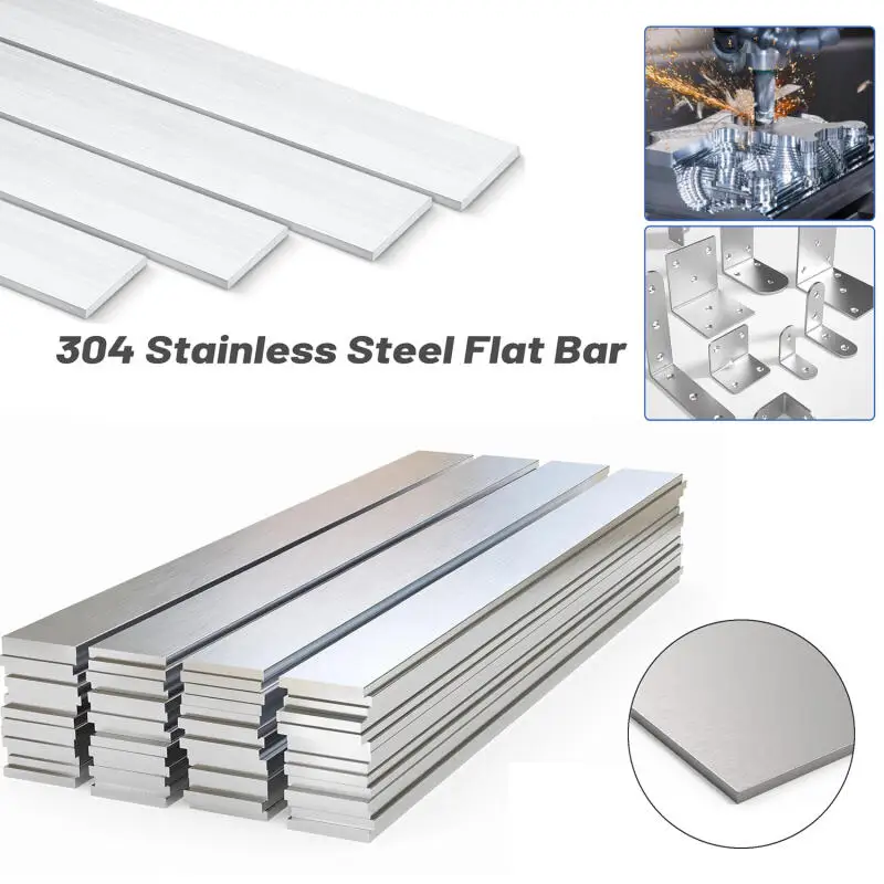 Thickness 1mm 2mm 3mm 4mm 304 Stainless Steel Flat Bar Plate Rod Length 250mm Mechanical Nut Hardware CNC Handmade DIY Parts