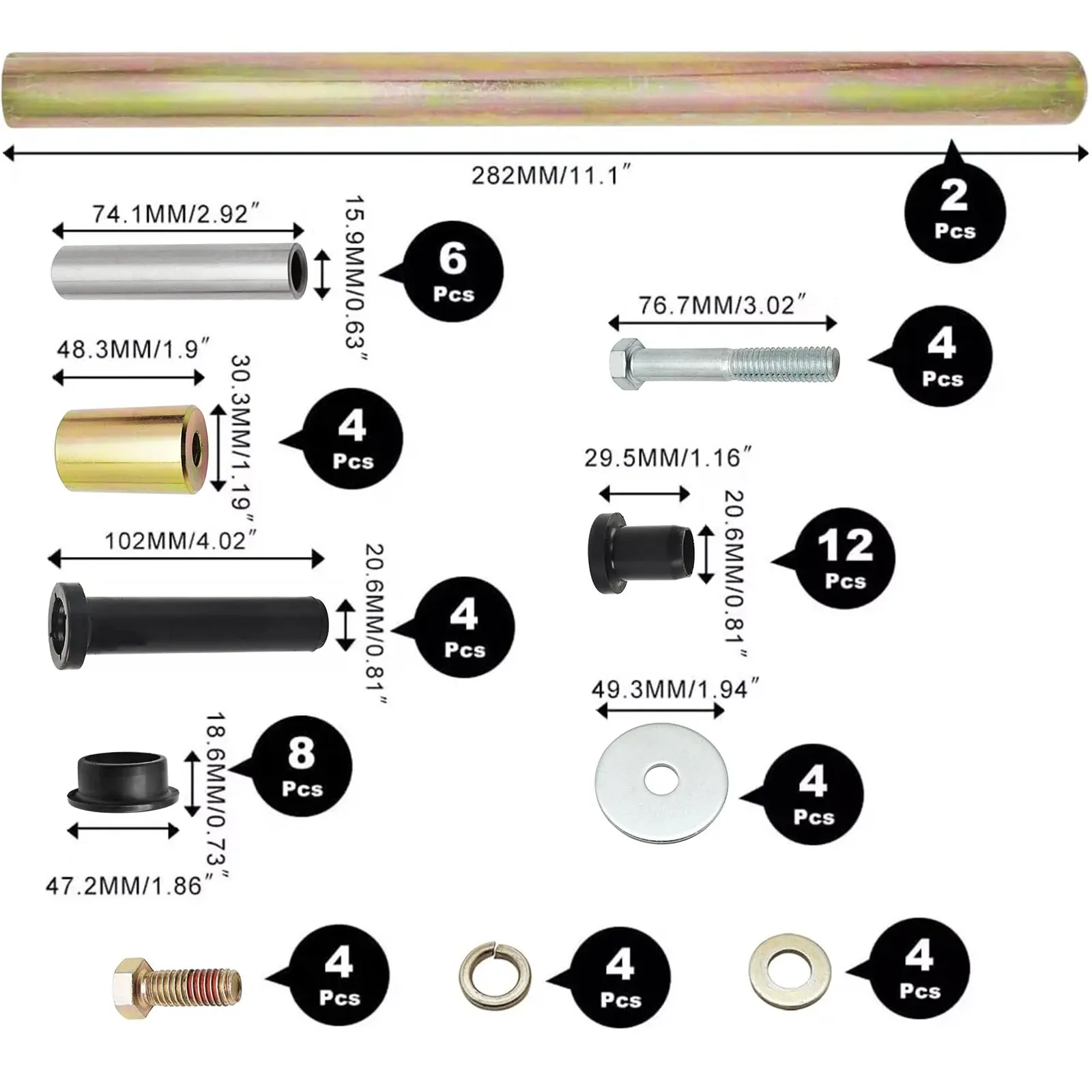 OE:5020826 مجموعة جلبة التعليق الخلفي ارتداء المقاومة A-الذراع جلبة مهاوي عدة التعليق الخلفي عثرة توقف عدة ل بولاريس 5020826