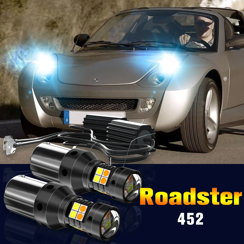 

2pcs LED Dual Mode Turn Signal+Daytime Running Light DRL Lamp For Smart Roadster 452 2003 2004 2005 Accessories