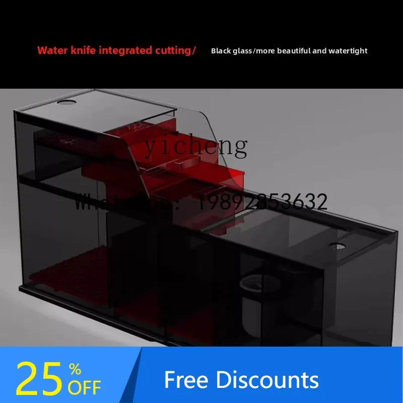 

XX side overflow stream tank original ecological fish tank living room household bottom cabinet ultra-white glass tank