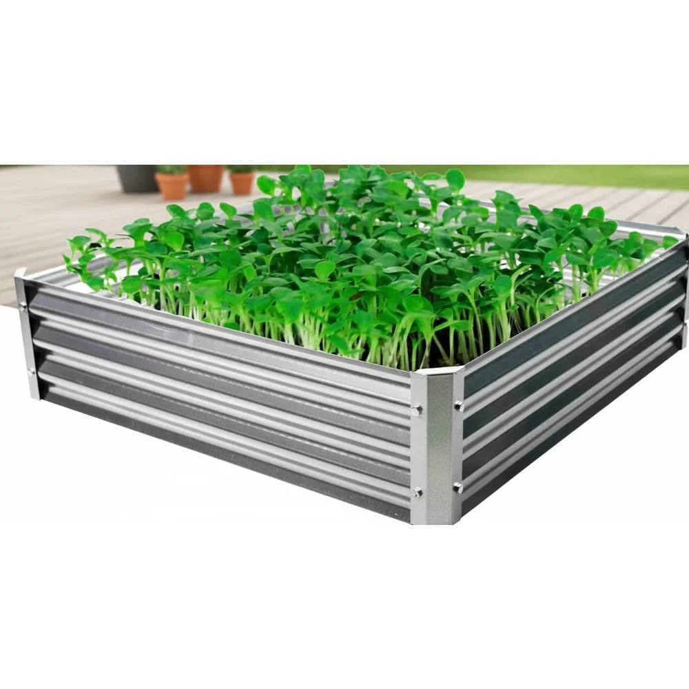 

Large Metal Raised Garden Bed 40x40x10.5 Inch Steel Planter Box for Vegetables Flowers Herbs Easy Assembly