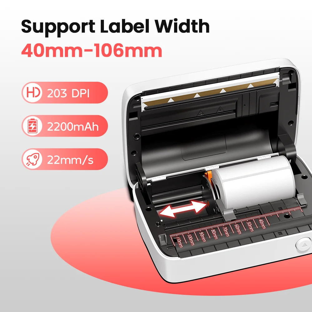 

Принтер этикеток Phomemo M421 Портативный Bluetooth-термопринтер этикеток 4x6 Коммерческий прибор для изготовления этикеток, совместимый с телефоном и ПК