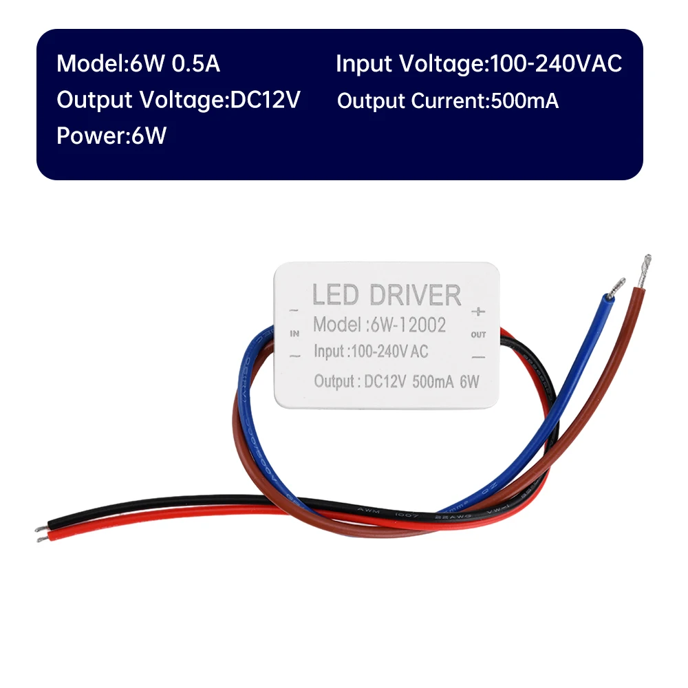 AC 100-240V to DC 12V 0.5A 6W LED Driver Constant Voltage Driving Power Supply For Strip Home Improvement Power Supply Adapter