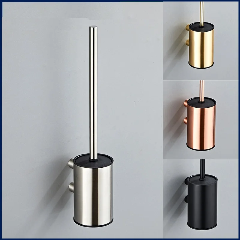 WC 304 Stainless Steel Rose Gold Toilet Brush Wall Mounted Brushed Gold Toilet Brush Holder Gun Grey Toilet Brush Set