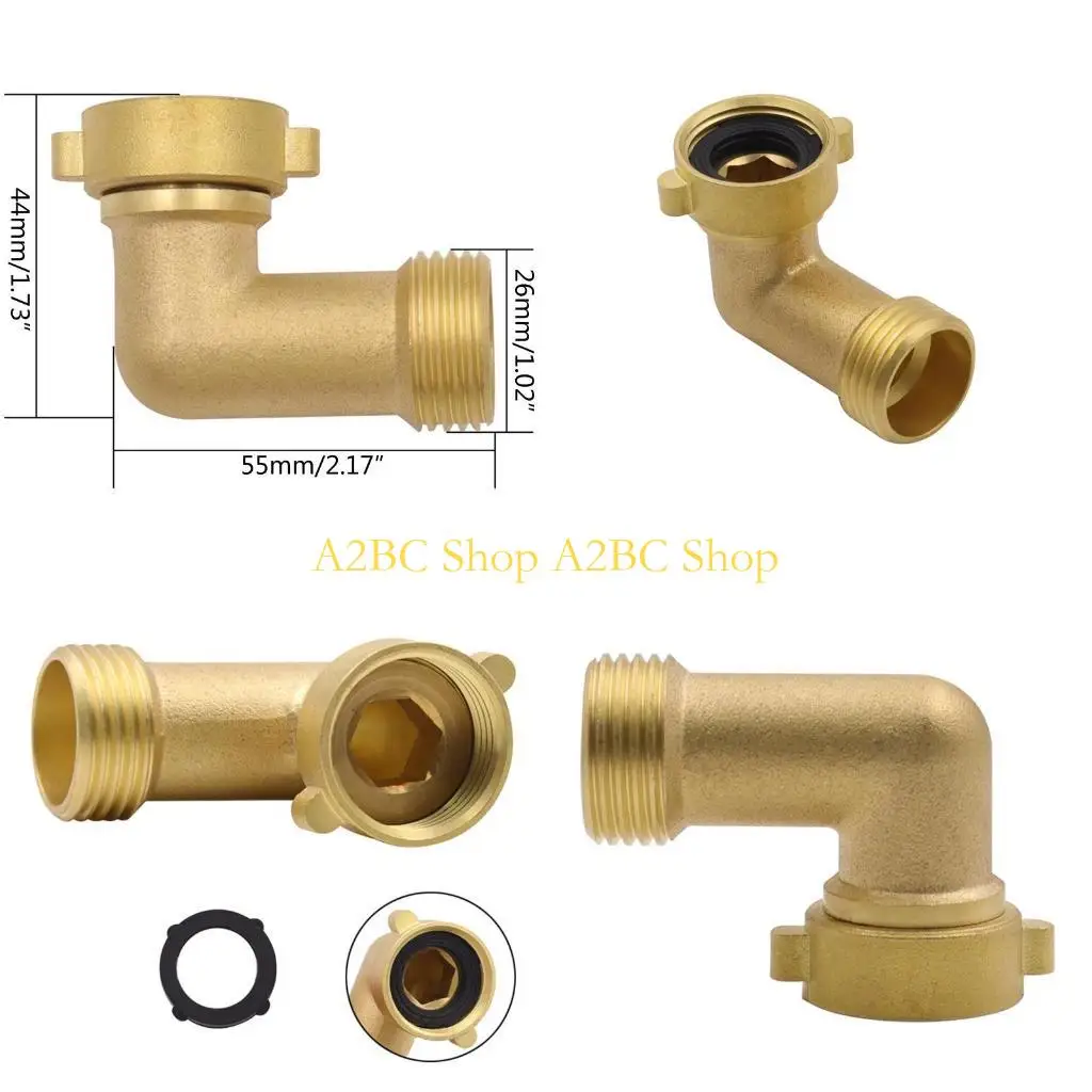 

A2BC Brass 90 Degree Elbow Home Garden Gas Air Water Hose Joint Adapter Fittings