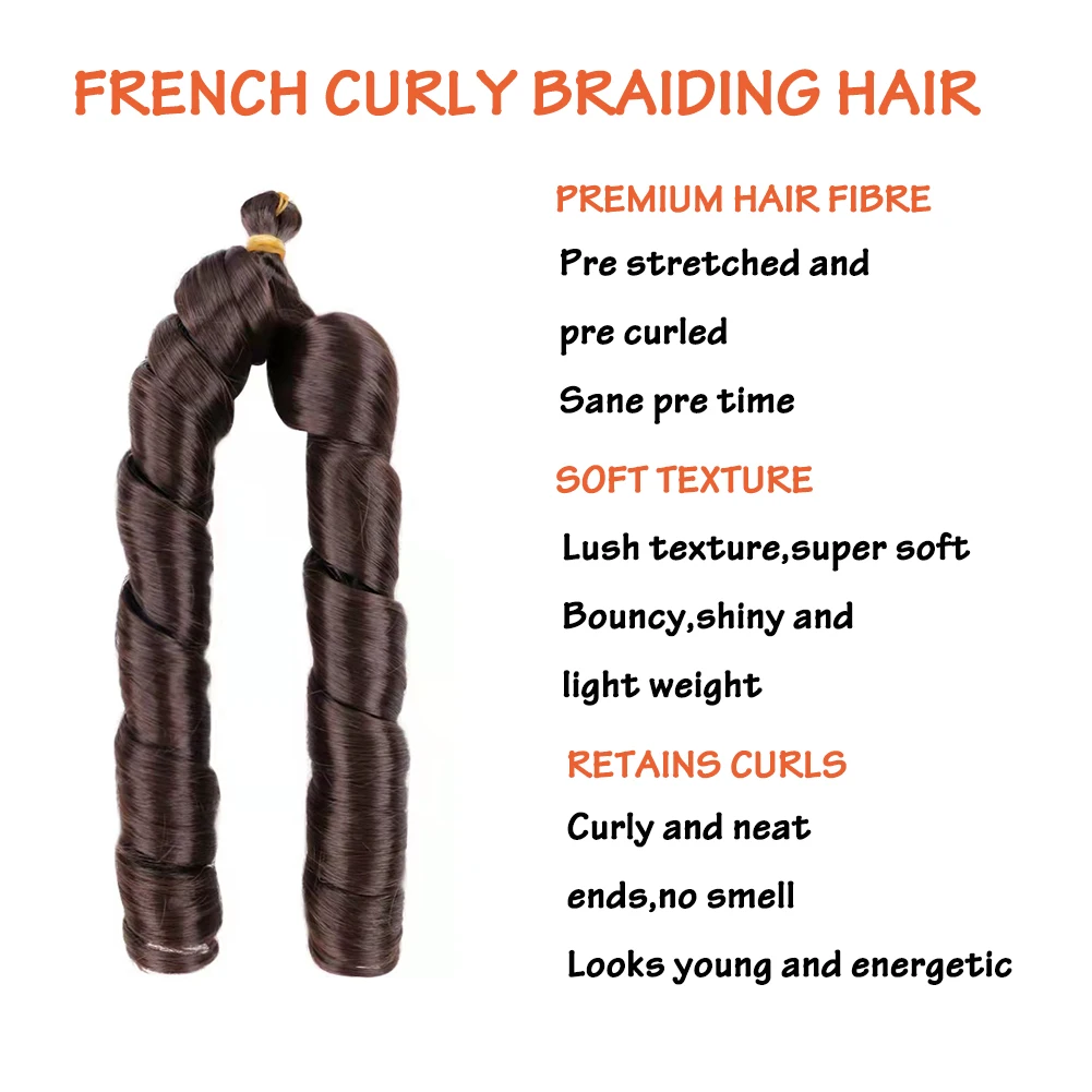 Dairess French Curly Braiding Hair for Box Braids Loose Wave Crochet Hair Synthetic Spanish Curly Silky Braiding Hair Extension