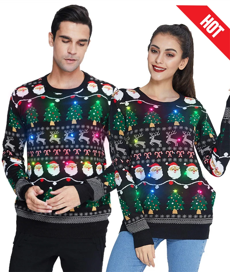 

Men Women Two Person Reindeer Ugly Christmas Sweater Unisex Pullovers Christmas Jumper Tops Couples Gifts Party Xmas Sweatshirt