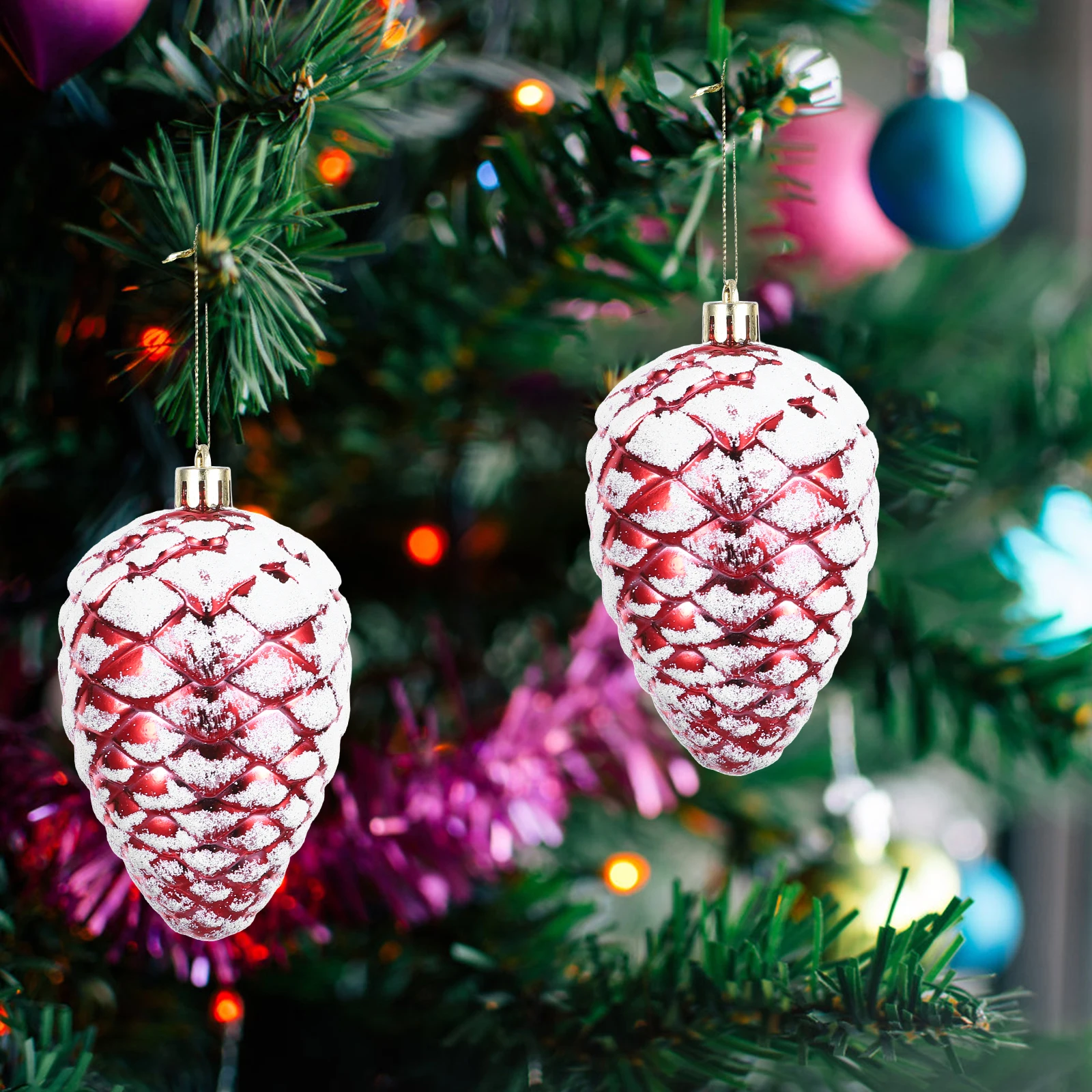 

4pcs Christmas Tree Ornament Xmas Pendant Plastic Hanging Decor Party Favor Reusable Holiday Supplies Tree Hotel Party