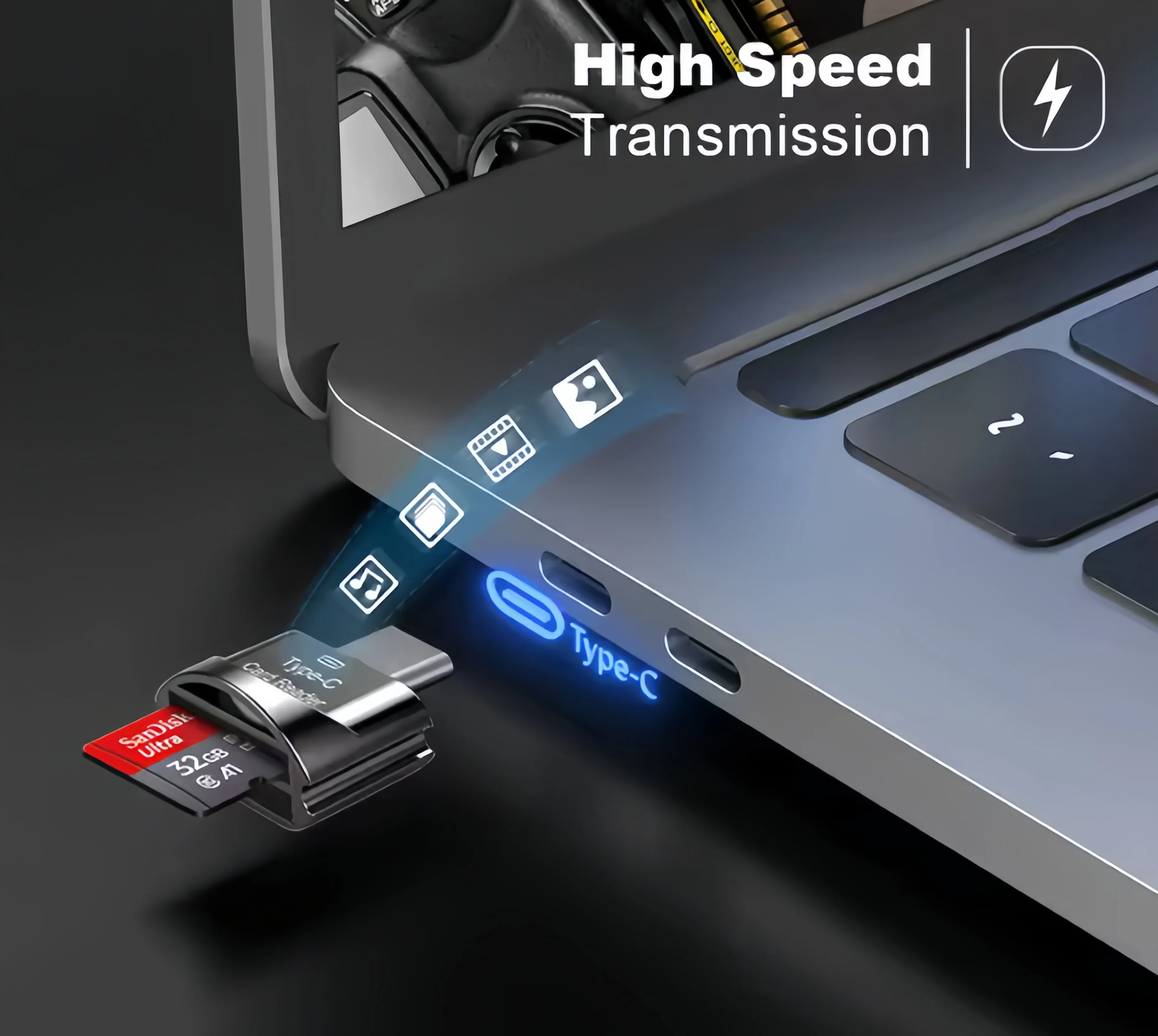 Type C Micro SD Card Reader, USB C TF Card Reader Adapter with Keychain, Compatible with MacBook, iPhone 15,Laptops