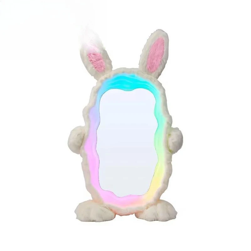 Nordic, colorful  cartoon plush rabbit full-length mirror home living room bedroom floor mirror