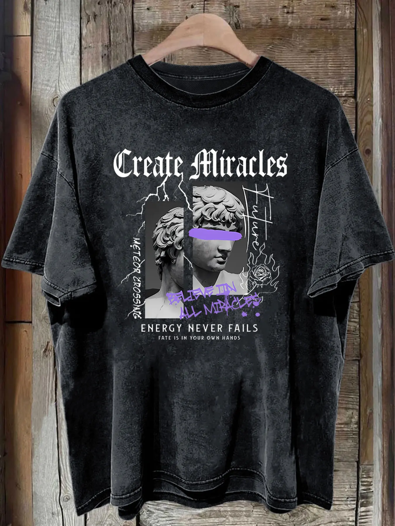 

David Vintage Hip-hop Print Pattern Washed Vintage T Shirts Harajuku Graphic Y2k Top T Shirts