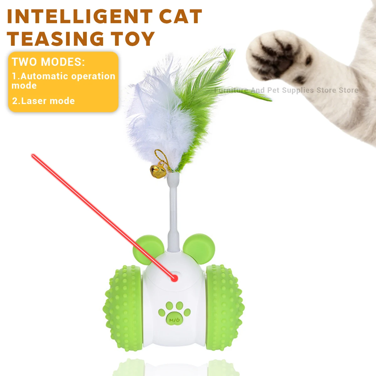 

Intelligent Cat Toy 2 Mode Automatic Movement and Red Dot Ray Toy Car Cat Dog Interactive Game Cat Training Pet Supplies