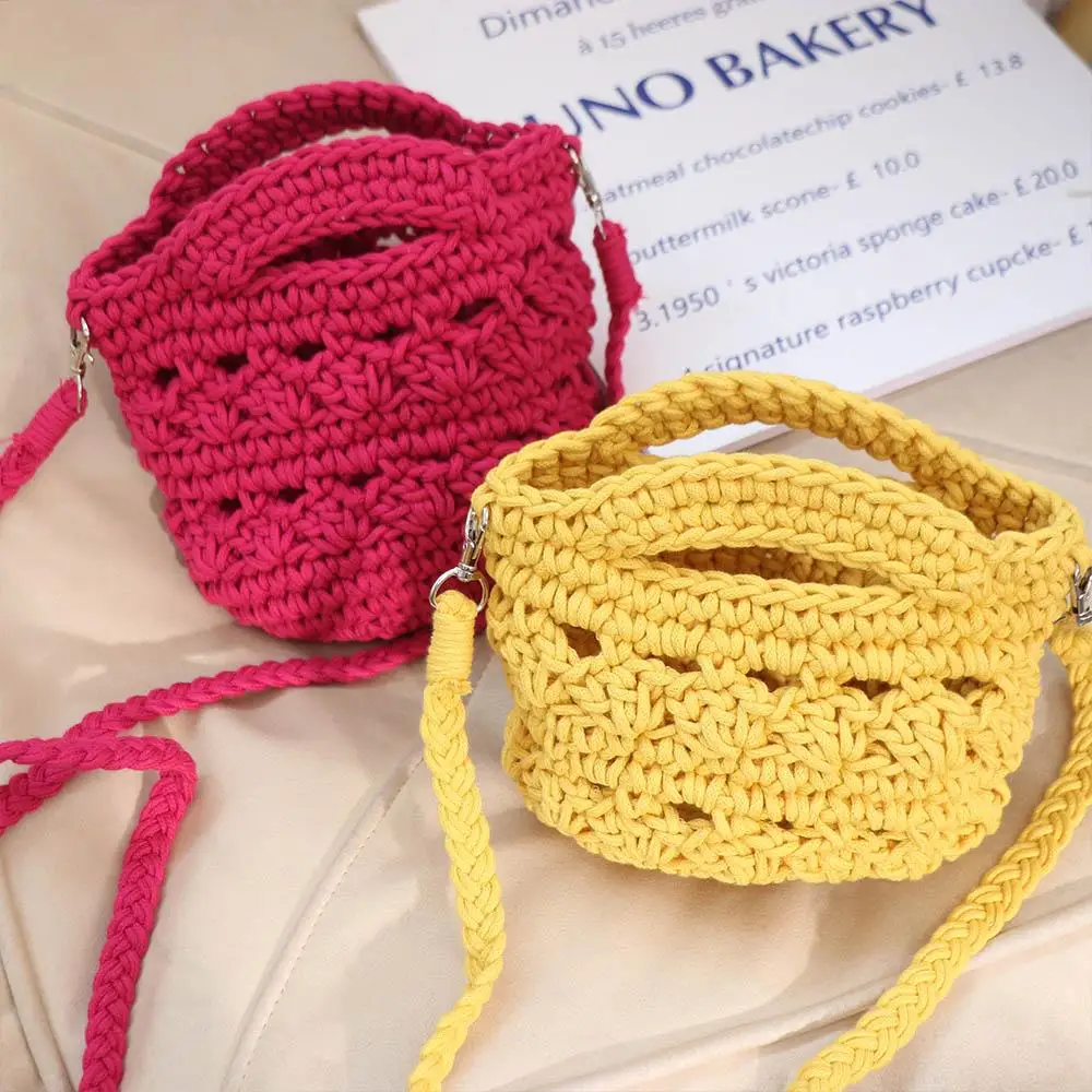 

Casual Summer Weaving Beach Bag Solid Color Korean Style Crochet Shoulder Bag Vacation Knitting Women's Handbags Ladies/Girls