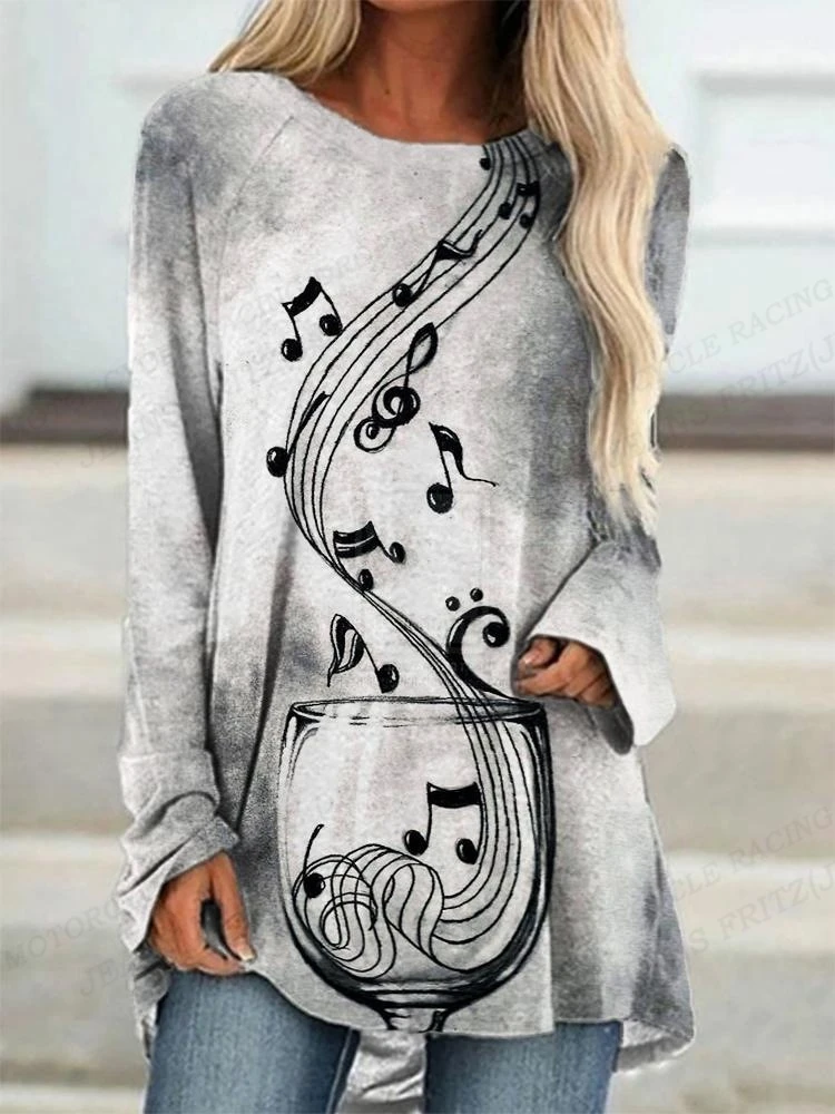 2023 Summer Women\'s T-shirt Musical Instrument 3d Print Tshirt Women Fashion T-shirt Music T shirt Ladies Tshirt Loose Long Tops