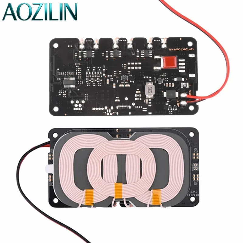 AOZILIN 10Pcs 3 Coil 20W Wireless Charging Transmitter Module DC9-32V Short Circuit Protection Type-C Port For Car DIY