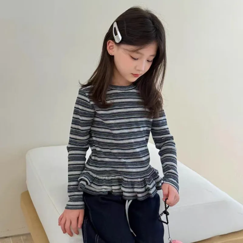 

Children's Long Sleeve T-shirt 2025 New Autumn Striped Boys Casual Tee Girls O-Neck T-shirts Kids' Tops Fashion Clothes