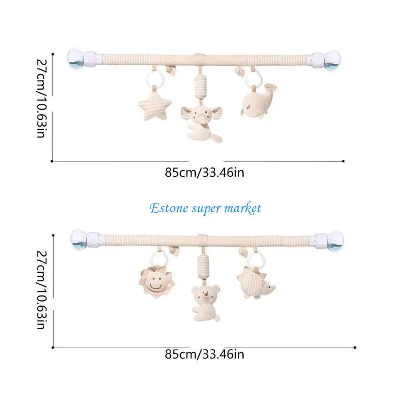 090B Passeggino portatile con campanello giocattolo a contrasto colore, cotone organico lavabile in lavatrice