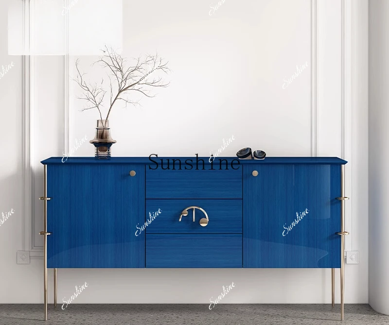 

Solid wood dining side tea cabinet light luxury storage villa living room new Chinese entrance cabinet FT