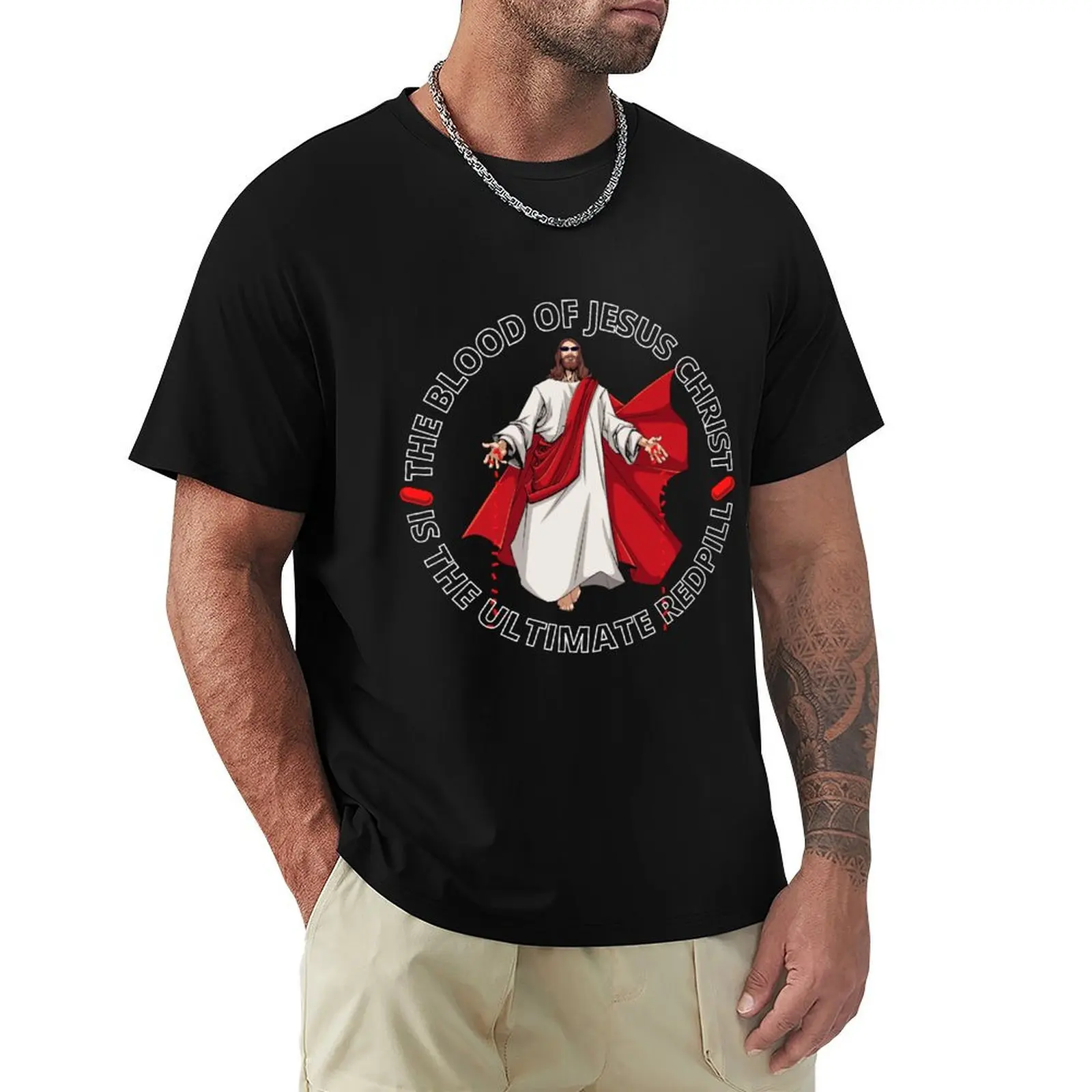 The Blood of Jesus Christ, is the Ultimate Red Pill T-Shirt Worker Basic Short Sleeve Tee