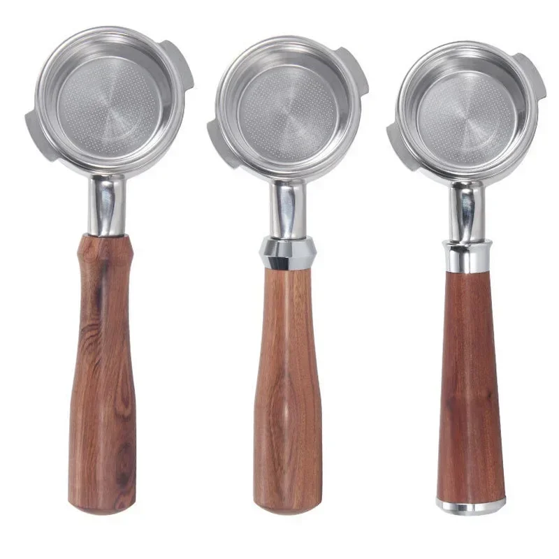 Coffee Handle 58MM 2 ear for Nuova Stainless Steel Coffee Portafilter Single and Double Mouth Solid Wood Handle Coffee Tool