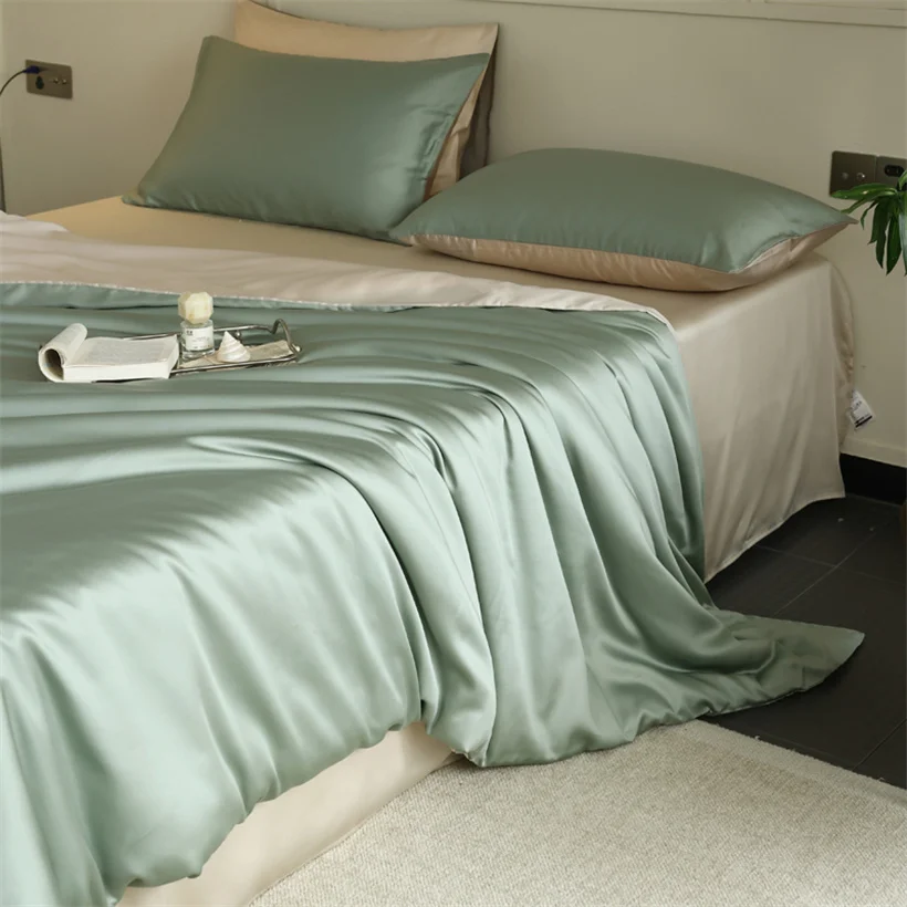 Mulberry Silk Bedding Set Luxury Natural 100% Silk Duvet Cover Set Bed Sheet Pillowcase Single Double Bedsheet King Queen Size image 3
