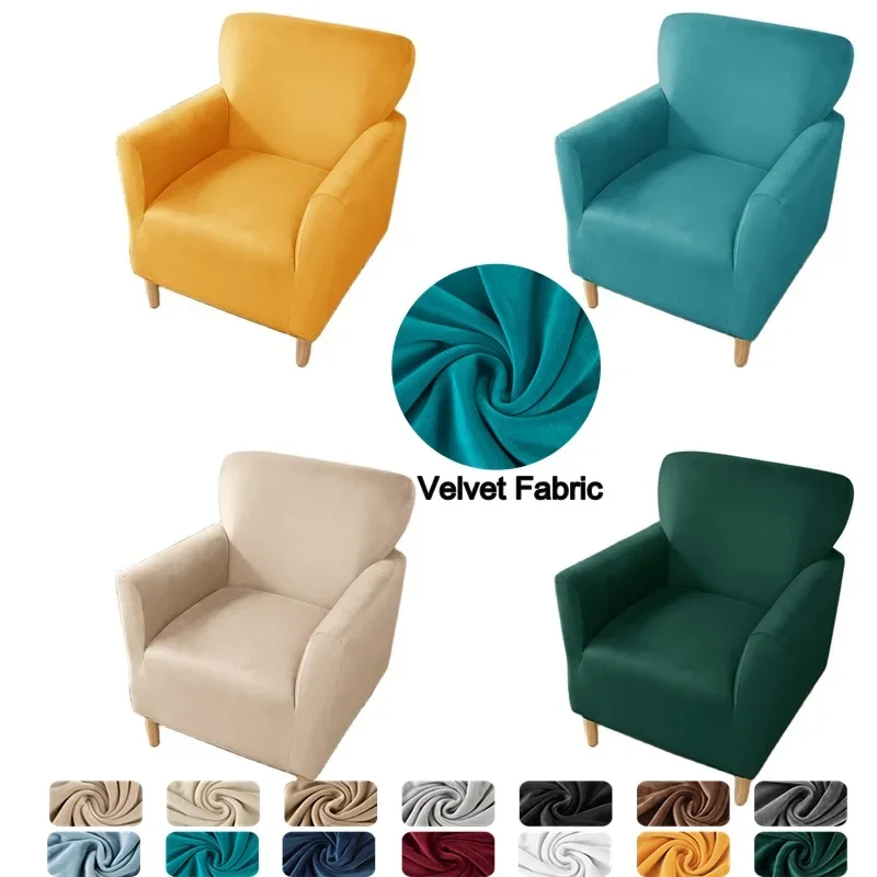 

Velvet Tub Sofa Cover for Living Room Elastic Club Armchair Slipcovers Stretch Single Couch Chair Covers Home Bar Counter Hotel