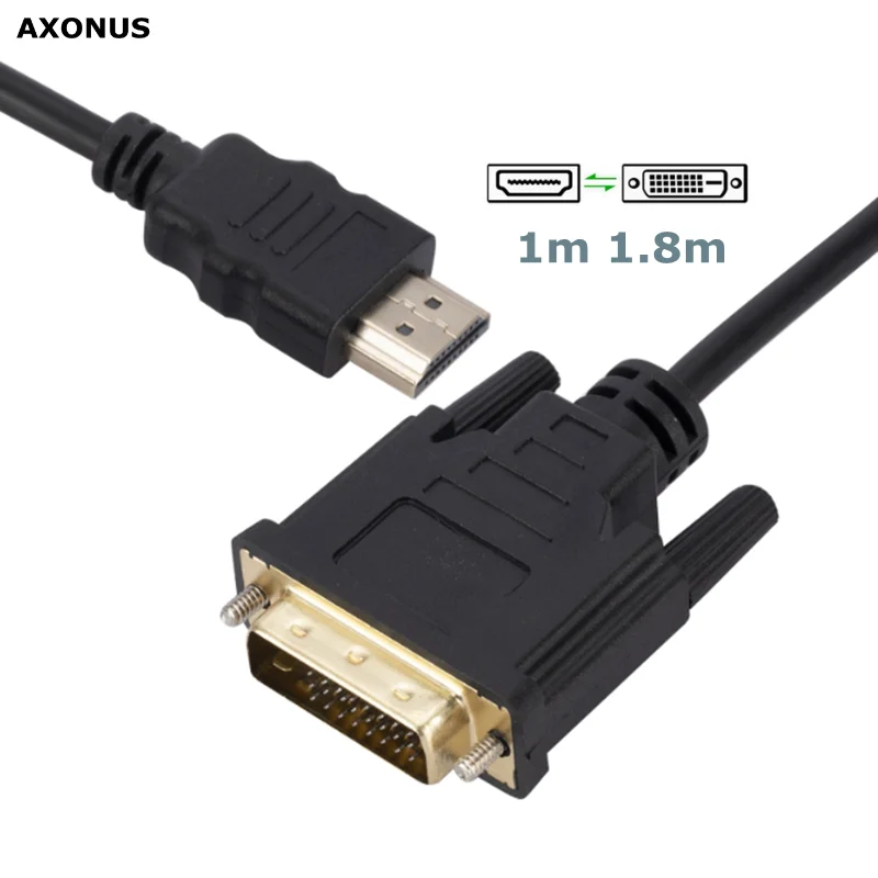 DVI To HDTV Cable HD To DVI Compatible Cable 1M 1.8M 1080P 3D DVI D 24 1 Pin Adapter Cables For TV BOX DVD PC Projector