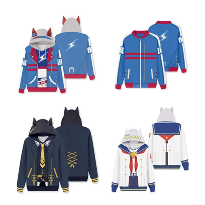 Pretty Derby Hoodie A Musume Tamamo Cross Agnes Tachyon Cosplay Hooded Sweatshirt Adult Casual Pullover Baseball Jacket Coat