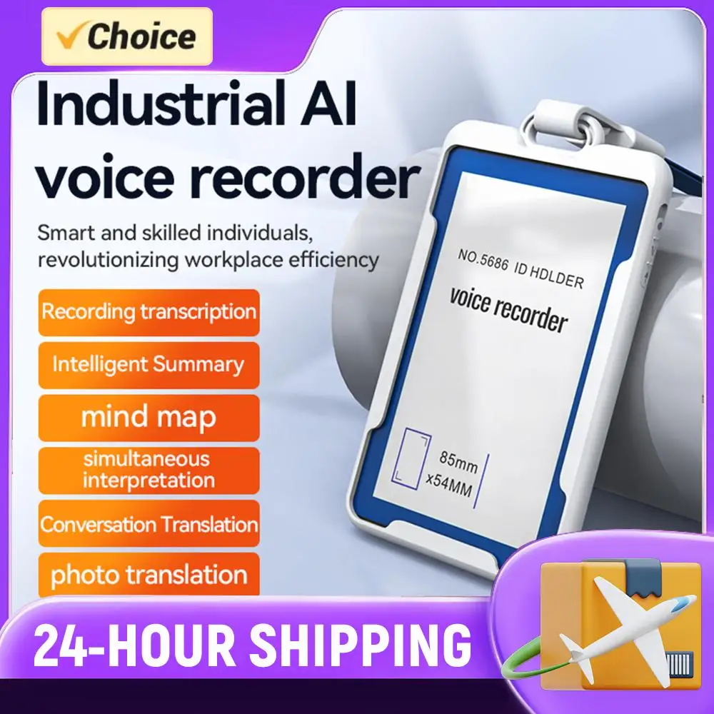 Work Badge Recorder App Control Portable AI Note Taking Device Support Summarization & Mind Map for Meetings Lectures Interviews