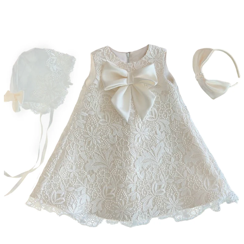 Vestido de encaje de dama de honor para niños pequeños, vestido de princesa para fiesta de boda, primer verano Primer cumpleaños Vestido de Ceremonia de comunión