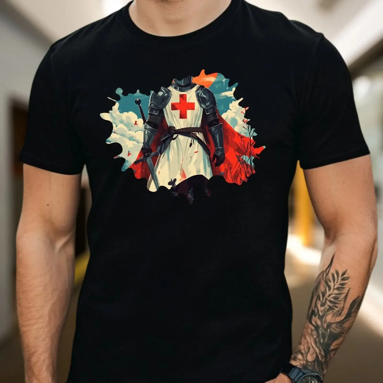 Herren T Shirt Ritter der Roten Kreuzes Baumwolle Größe XS bis 5XL vintage Washed Soft fashion Stylish Breathable Comfortable