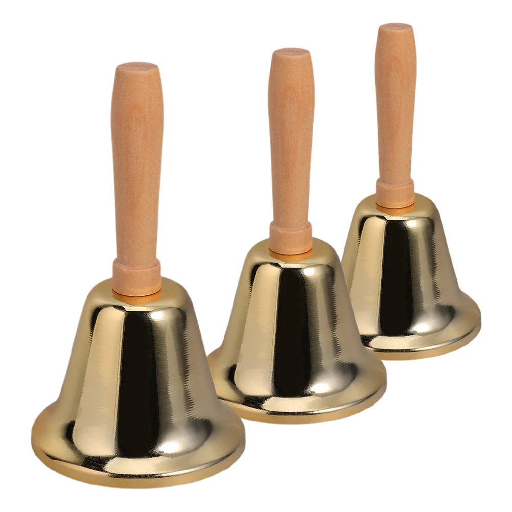 3 Pcs Hand Ring Bell Small Bells for Adults Cowbell Service Dinner Loud Reception Jingle Goat Food Child