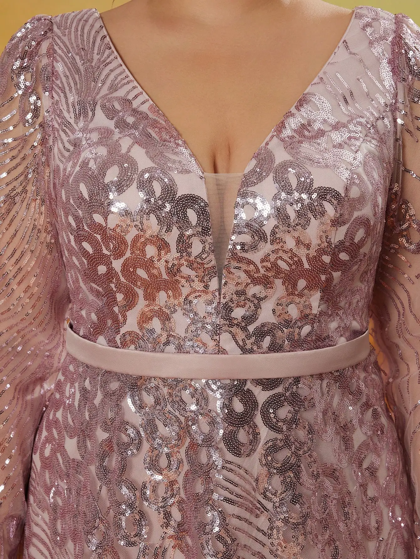 Mgiacy وصول جديد الخامس الرقبة نوبل حجم كبير ثوب السهرة فستان حزام الترتر فستان طويل #3