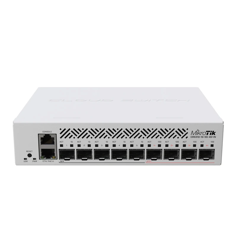 MikroTik CRS310-1G-5S-4S+IN Switch With 5x 1G SFP Ports Four 10G SFP+ Ports Offloaded VLAN Filtering Layer 3 Routing