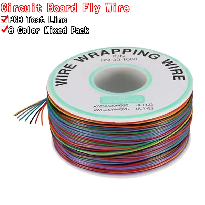 8 Colors 30AWG Wire Wrapping Wire B-30-1000 UL1423 0.25mm Tinned Copper Solid PVC insulation Cable Jumper Insulation 250m