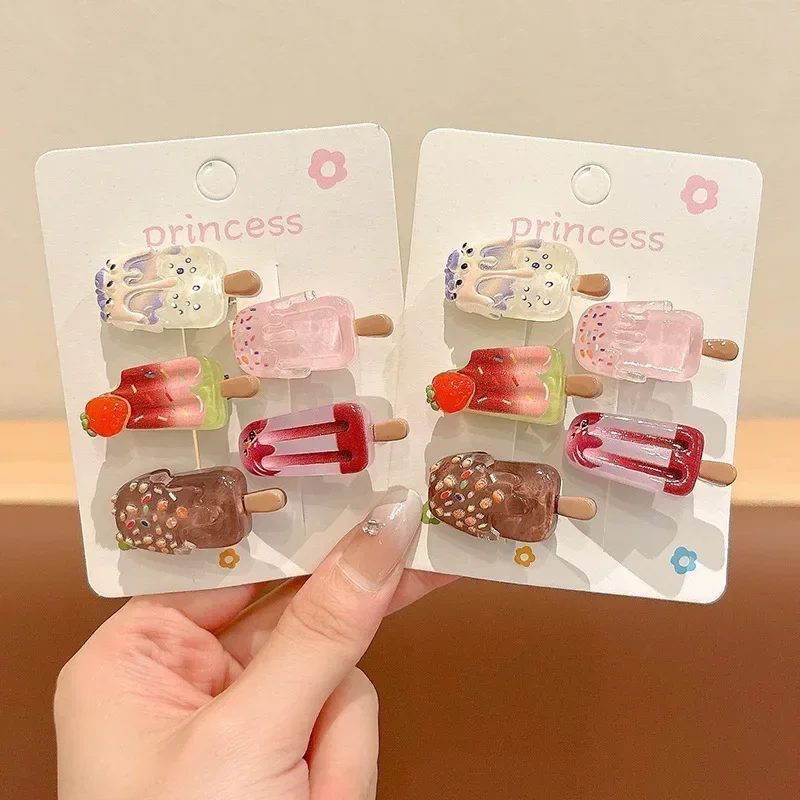 5 Pcs Popsicle Shape Hair Clips Non Slip Barrettes for Women Kids Fine Hair Daily Hairstyle Decorative Hair Accessories