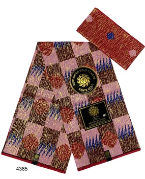 Kente Golden 4 + 2 아프리카 왁스 원단, 100% 코튼 나이지리아 앙카라 왁스 원단 바틱 네덜란드 하이 퀄리티 T9, 2024 신상