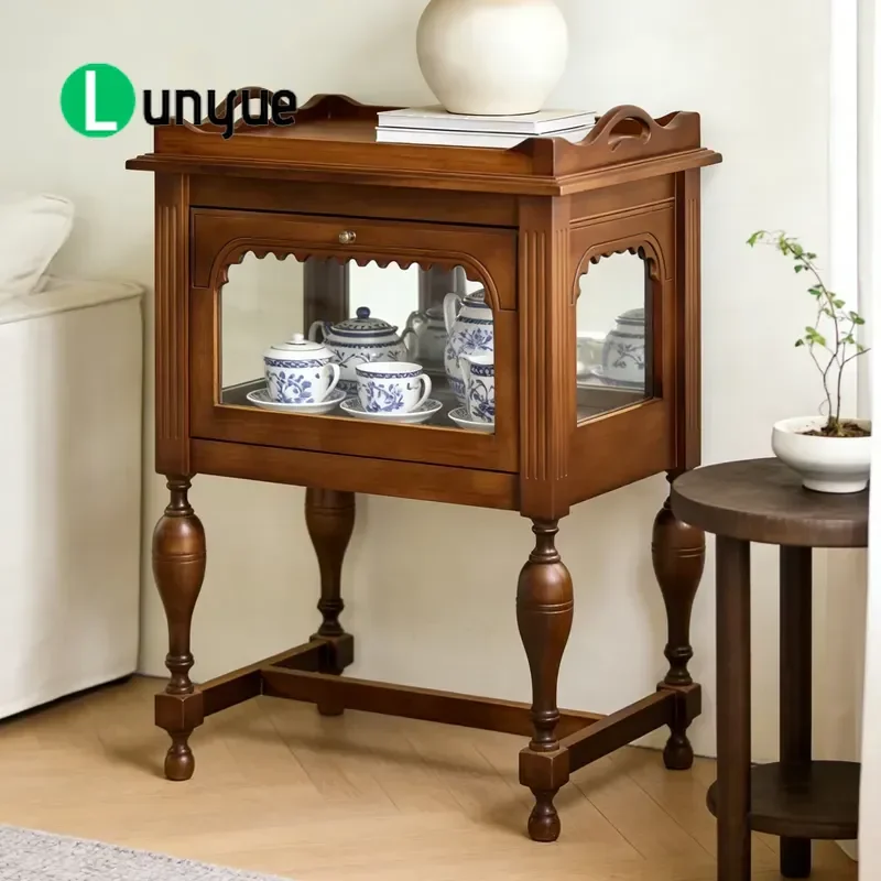 Solid Wood Dining Side Cabinet Chinese Style Living Room Storage Locker Household Furniture Organizer for Home Decor